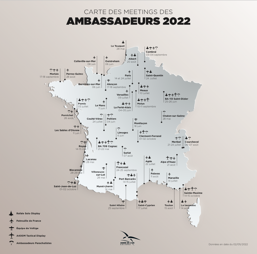 Carte des meetings des Ambassadeurs pour l'année 2022