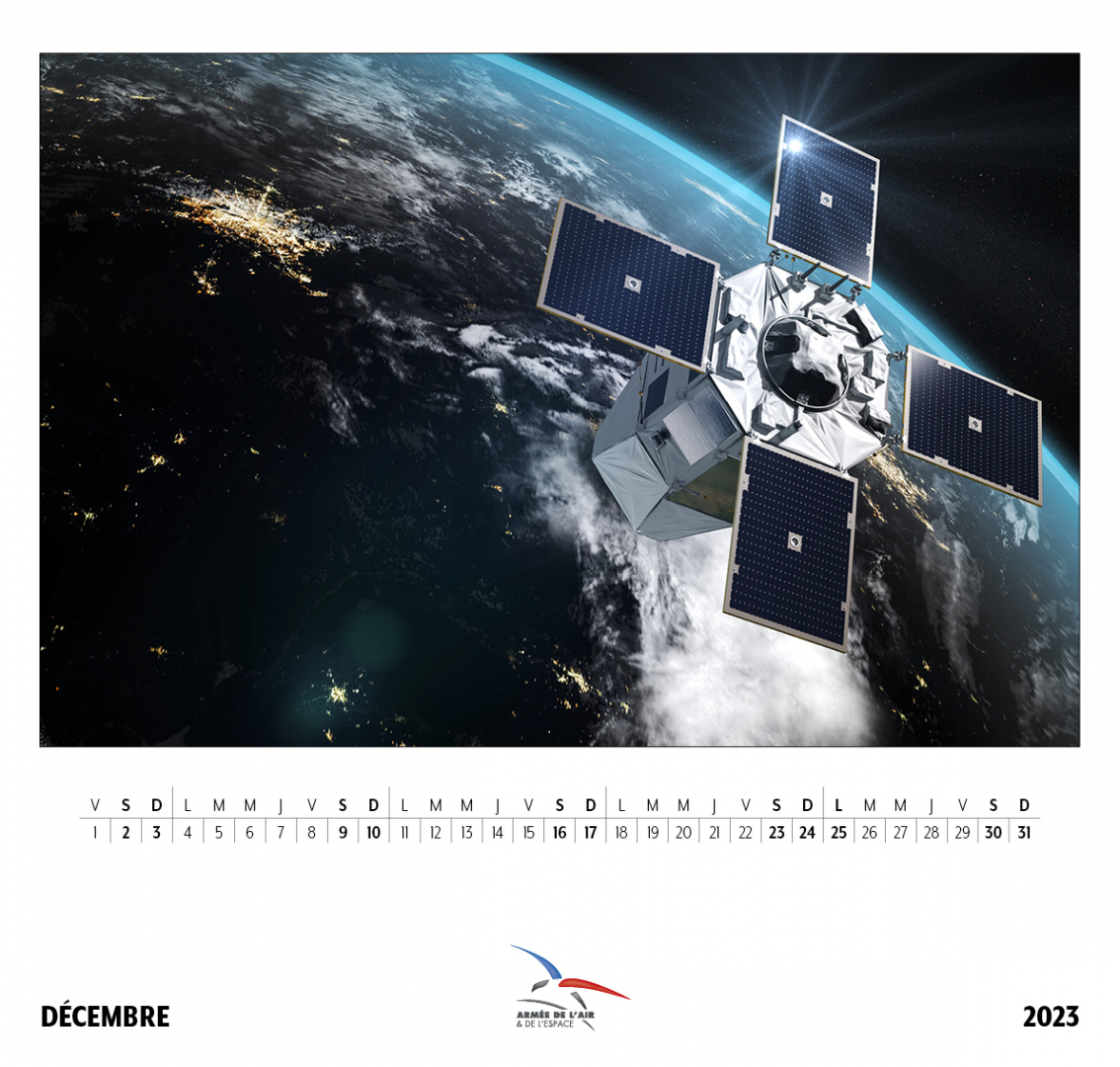 Page du mois de décembre du calendrier 2023 de l'armée de l'Air et de de l'Espace