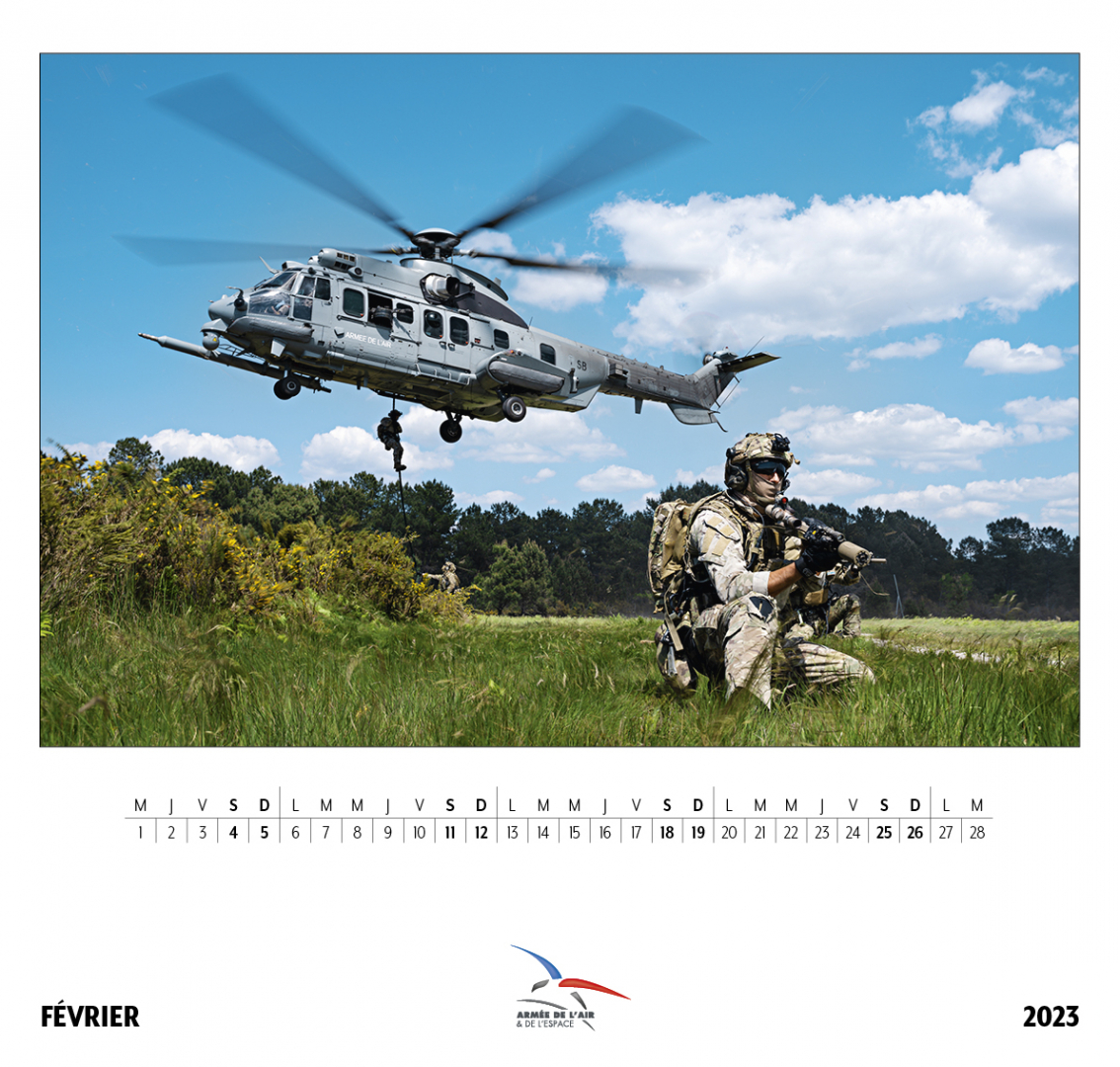 Page du mois de février du calendrier 2023 de l'armée de l'Air et de de l'Espace