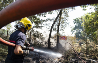 Sapeur-pompier de l'Air luttant contre un feu de forêt 